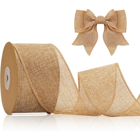 6,3 cm bånd med ståltråd, 9 m julebånd til kranse, gaveindpakning, dekorativt gavebånd til håndværk, sløjfefremstilling, juletræ. Brun