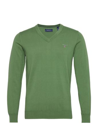 Classic Cotton V-Neck Neulepaita V-kaula-aukko Vihreä GANT