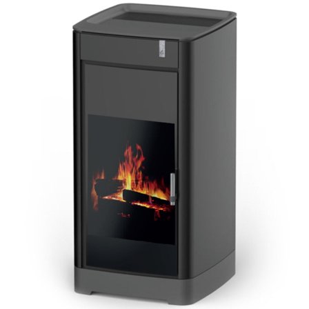 Stufa policombustibile Girolami Furni 22 nera 22 kW idro + kit acs