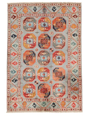 Tapis Kazak Fine 122X177 Marron/Gris (Laine, Afghanistan)