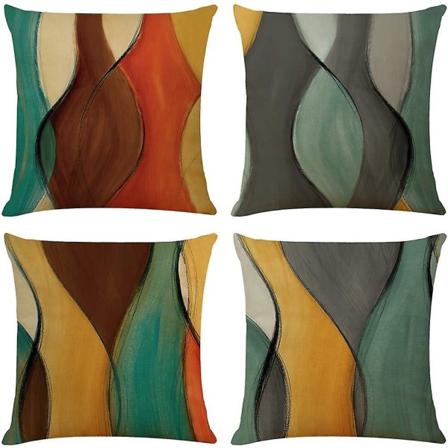 Geometrinen koristeellinen case tyynyliina, 18 x 18 tuuman 4 kpl set , uusi olohuoneen sisustus, lämminhenkinen lahja, moderni sisustus, vuosisadan 