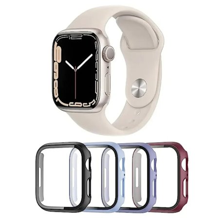 5-pack Glas+Fodral+Armband för Apple Watch armband 44mm 45mm 40mm 41mmm 38 42mm 44mm 45mm Silikon iWatch serie 4 5 6 se 7 8 9 armband