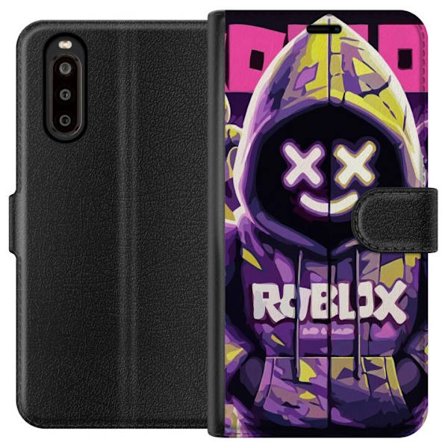 Yhteensopiva Lompakkokotelo Sony Sony Xperia 10 II Värikäs Roblox-inspiroima hupparihahmo neoneilla ja maskilla, digitaalinen peli-illustraatio täy