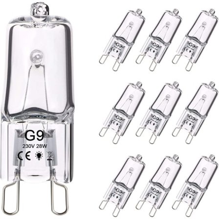 G9 Halogenpære, 10 stk Belysning G9 Halogenpære 28W 230V 370Lm 2800K (10 stk)