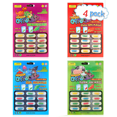 4 pakker voksekapsler, der vokser i vand, dyrelegetøj, babykognitionslegetøj, pædagogisk legetøj