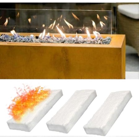 3 stk. Keramisk ullsvamp bioetanol peis ildsted brannsikker lekkasjesikker forbrenning etanol bordplate røykfrie peiser (30 * 10 * 15 cm)