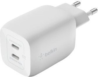 Belkin-65W Dual USB-C GaN charger white-Kraftig GaN-lader med to USB-C-porter-Power-Mobilladere
