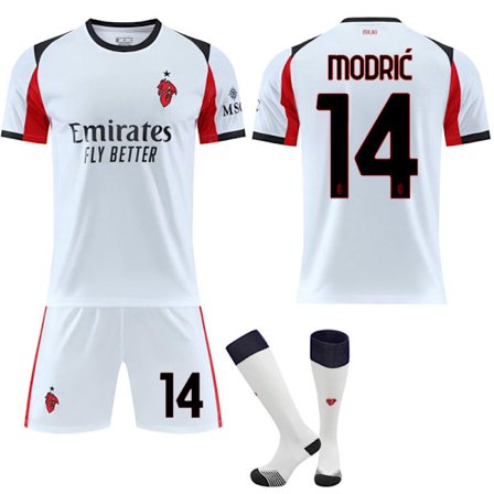 25-26 A.C. Milan Udebane NO.14 MODRIC Sæt Børn Voksen Fodboldudstyr med Sokker