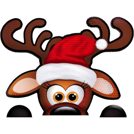 2 STK Jumbo Reflekterende Magnetiske Julenissens Hjelper Reinsdyr Ansikt Bilpyntsett - Morsom Høytids Magnet for Bil (Reinsdyr)
