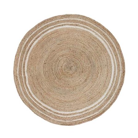 Pyöreä juuttimatto 150 cm – Beige, Ruskea, Valkoinen
