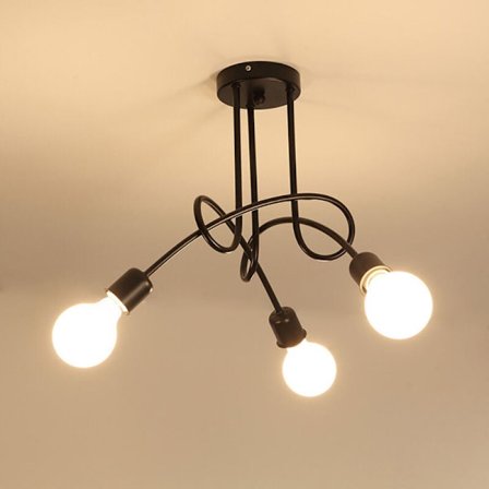 3-ljus taklampa industriell vintage hängande lampa svart ljuskrona för vardagsrum kök