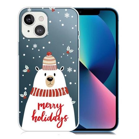 Mønstertryk i juleserien IMD glat, fleksibelt beskyttelsesetui til iPhone 13 mini 5,4 tommer - Tørklæde Hvid Bjørn Multicolor
