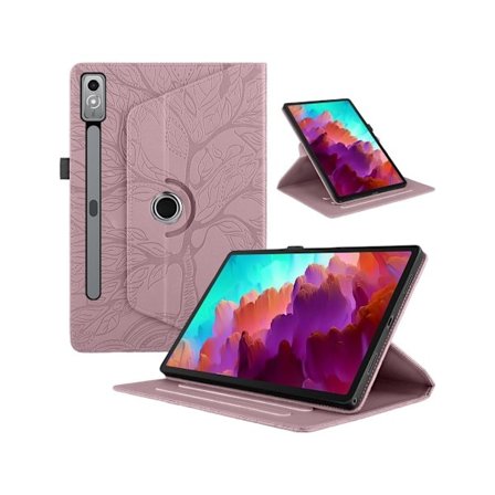 Beskyttelsesdeksel for Lenovo Tab P12 12.7 tommer 2023, 360 graders rotasjon, rosa