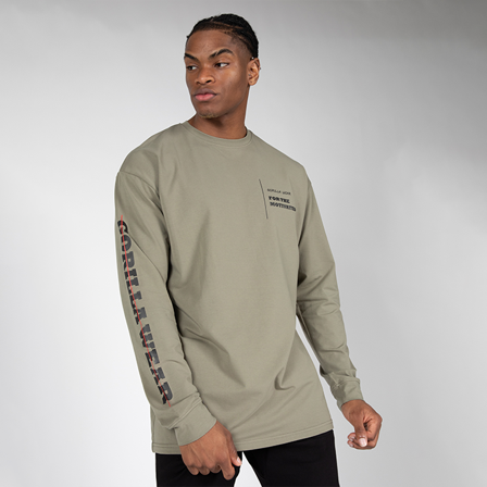 Træningstrøjer Gorilla Wear Boise Oversized Long Sleeve, Army Green - Bodyman.dk