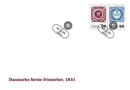 Danmark - Danmarks første frimærker - Førstedagskuvert med enkeltmærker