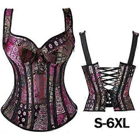 Sexig Steampunk Korsett med Dragkedja Plus Size S-6XL, Broderad Snörliv Bustier för Kvinnor, Vintage Korsett Topp för Kostymer & Festklänningar