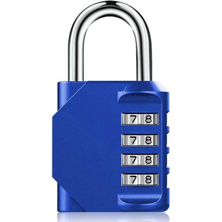 Hengelås (1 stk blå), kombinasjonslås, treningslås, 4 pakke utendørs vanntett kombinasjonslåser for skoleskap, boder, skap, verktøy B
