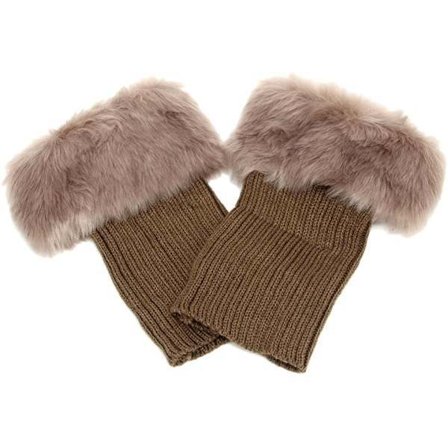 Varm vinterstrikkede støvelsokker i imitert pels for kvinner, korte sokker (khaki) 1 par khaki