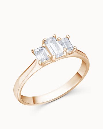 Three-stone Rings Esmeralda 18K Rose Gold - Engagement Rings & Wedding Rings from Vanbruun