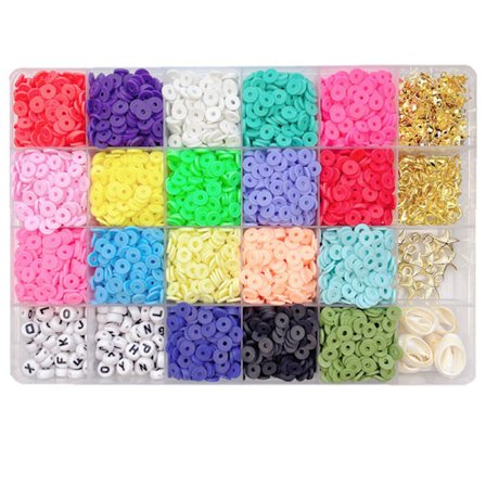 Perler til armbånd, håndlagde flate perler av polymerleire, Heish