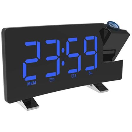 Sininen herätyskelloradio USB kaksoislaturilla herätyskello raskaille nukkujille digitaalinen kelloradio