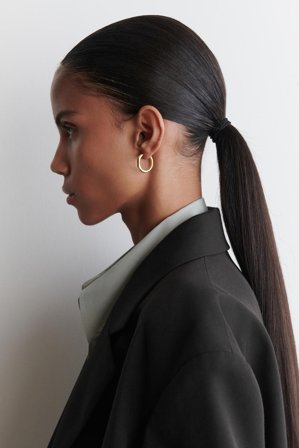 COS Women's Faceted Hoop Earrings in Bronze