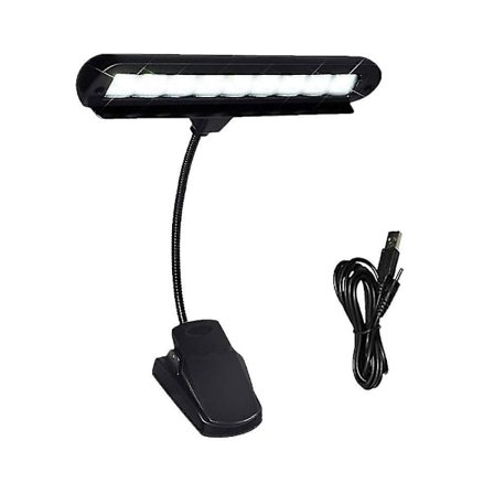 Clip On Music Light Stand 9 Led Orkesterlampa Piano Light Fullständigt justerbar Music Stand Lampa med power (utan batterier, svart)