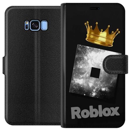 Kompatibelt Lommeboketui til Samsung Samsung Galaxy S8 Minimalistisk svart og sølvfarget Roblox-symbol med gylden krone og luksuriøs gamer-estetikk