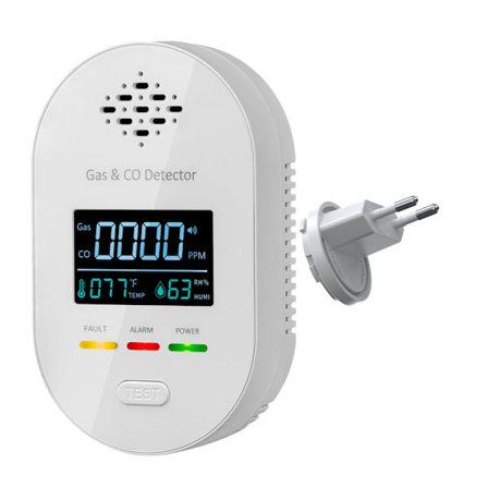 Hushållssäkerhetsenhet som detekterar gas-, CO-läckor, temperatur- och fuktighetsförändringar