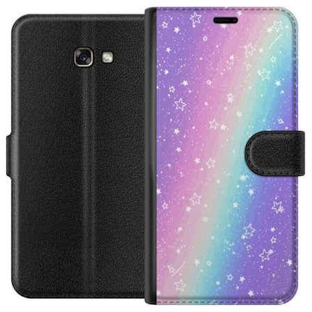 Yhteensopiva Lompakkokotelo Samsung Galaxy A3 (2017) Sateenkaaren värisellä pastellitaustalla on valkoisia tähtiä ja kimaltelevia pisteitä pehmeässä s