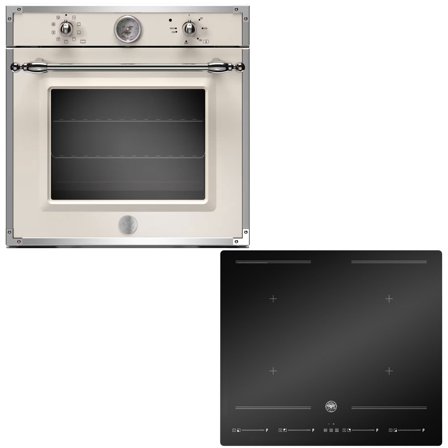Bertazzoni Hvitevarepakke Heritage innbyggingsovn (hvit) + induksjonstopp, 60 cm' - 'Hvit (ovn) og svart (induksjonstopp)