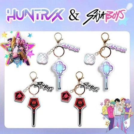 Demon Hunter K-Pop Demon Hunter Akryl Cheer Stick Nøkkelring Anime Perifer Anheng 4stk