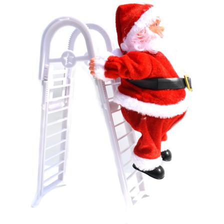 Elektrisk Klätterstege Santa Claus Doll Dekoration White