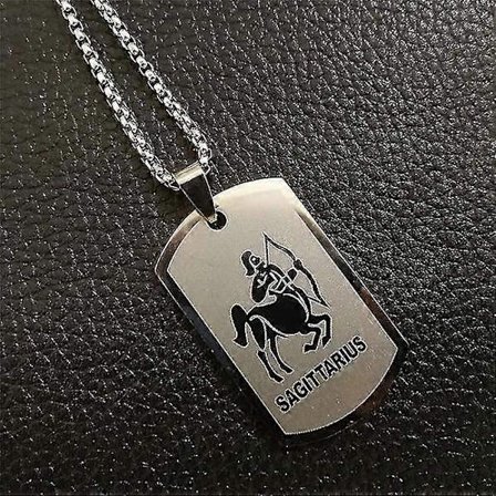 Skorpionen 12 Konstellationer Halsband Födelsedagspresenter Guld Färg Rostfritt Stål Amulett Hänge Zodiak Tecken Smycken Collier(Skytten2,90cm)
