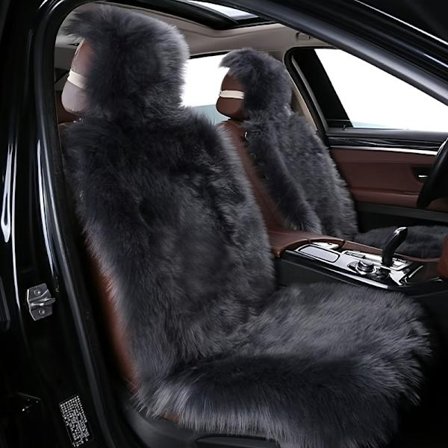 Vinter Bilsetepute - Plysj Fuskepels Trekk, Mykt Skumfylt Varmt Sklisikkert Seteunderlag for Sjåfør/Passasjer