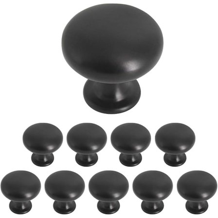 10 Stykker Solid Skapdørknott Kommodehåndtak Sopp Garderobetrekk Diameter 30mm Svart
