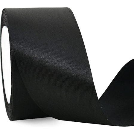 4 cm bredt svart satengbånd, solide stoffbåndsrull for valentinsdagshåndverk, stolbelte, gaveinnpakning