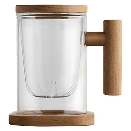 Glas Teekopp Med Infuser Och Lock