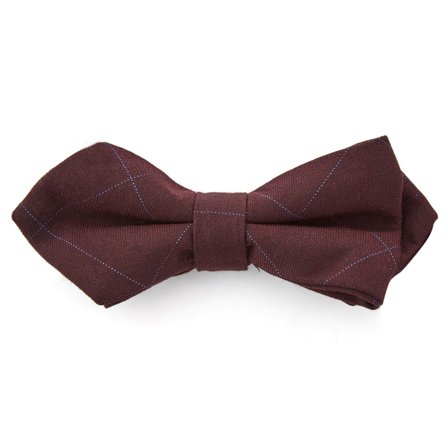 Burgundy Checkered Pointy Pre-Tied Bow Tie for Men - Pre-tied bow ties