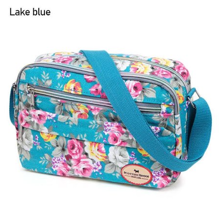 Skuldertaske Blomstret håndtaske LAKE BLUE sø blå