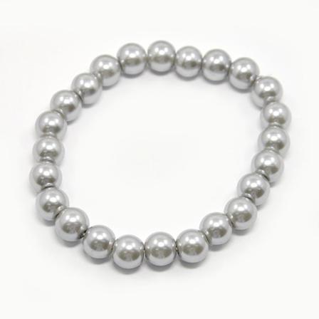 Joustava rannekoru 6 mm punaisilla lasihelmillä Silver silver