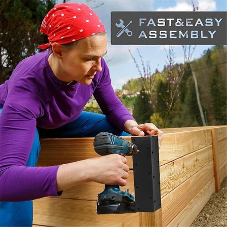 Sæt med 4 Hævede Højbed Hjørnebeslag med Træskruer til 20-24 Tommer Bed til Grøntsagsplanter