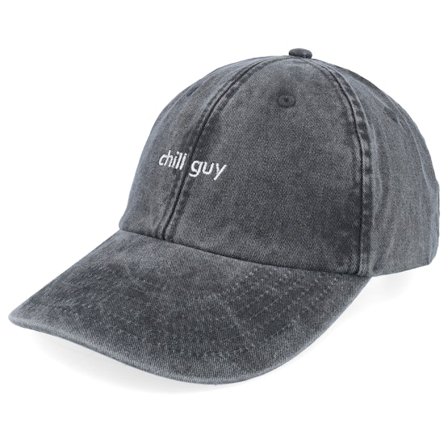 Iconic - Chill Guy Script Washed Black Dad Cap Unconstructed Black Cap - @ Hatstore