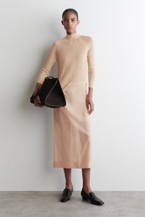 COS Women's Sheer Knitted Silk Top in Pink