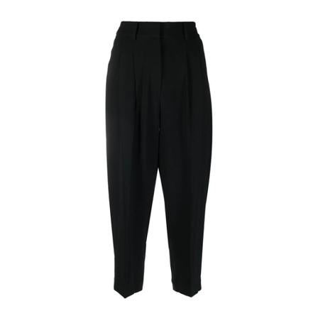 Michael Kors Pleated Crop Pant Sort, Dame Bukser