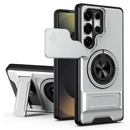 Mobilskal till Galaxy S25 Ultra MagSafe Camera Lens Slider Ringhållare Silver