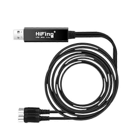 HiFing USB IN-OUT MIDI -liitäntämuunnin/sovitin 5-PIN DIN MIDI -kaapelilla PC:lle/kannettavalle/Macille
