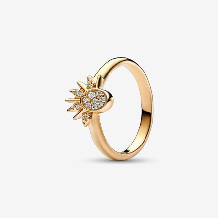 Pandora - Celestial Sparkling Sun Ring - 14k guldbelægning