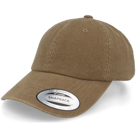 Yupoong - Green unconstructed Czapka Z Daszkiem - Canvas Dark Olive Dad Cap @ Hatstore