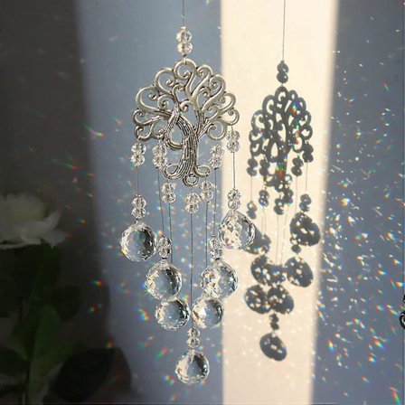 Krystallkule Prismer Solfanger Livets Tre Vindushengt Ornament Regnbue Maker Anheng For Hjem, Hagedekorasjon